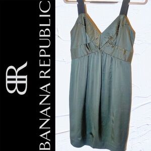 Banana Republic Hunter Green Silk Cocktail Dress 8